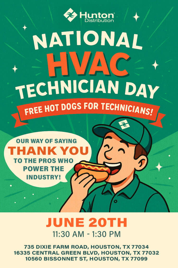 Hunton Distribution National HVAC Technician Day hot dog lunch flyer
