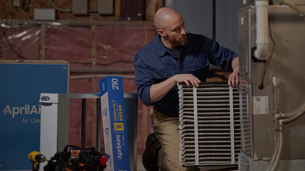 HVAC contractor taking advantage of the AprilAire Special for air cleaners and dehumidifiers